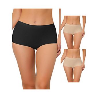 3 Packs Women's Boyshorts Underwear Unlined Invisible Mid Waisted Stretch Solid Panties