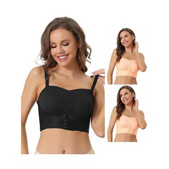 3 Packs Women's Wirefree Bras Strapless Breathable Push-up Support Bralette For Wedding Dress