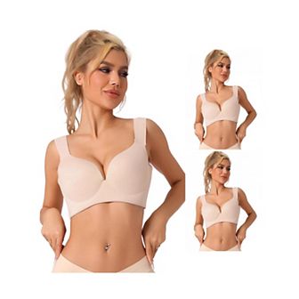 3 Packs Womens Wirefree Bra Full Coverage Push Up Vest Bralette
