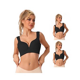 3 Packs Womens Wirefree Bra Full Coverage Push Up Vest Bralette