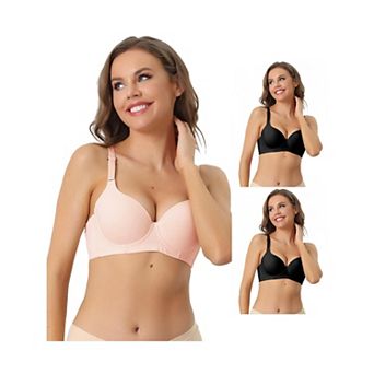3 Packs Women's Underwire Lightly Bra Detachable Adjustable Straps Push Up 3/4 cup Bralette