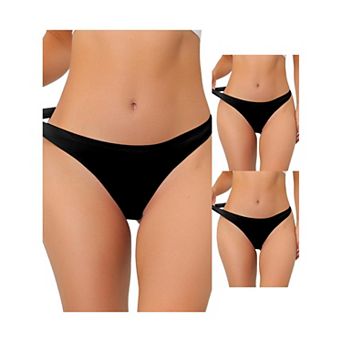 3 Packs Women's Unlined Underwear Satin Invisible Bikini Comfortable No-show Thongs Muti Packs