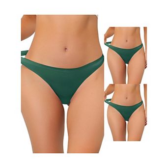 3 Packs Women's Unlined Underwear Satin Invisible Bikini Comfortable No-show Thongs Muti Packs