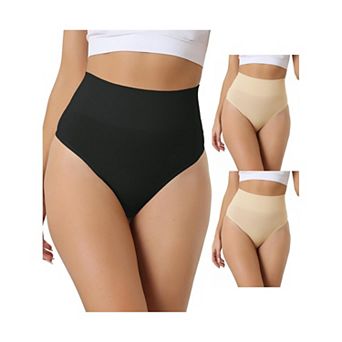 3 Packs Womens High-waisted Briefs Invisible Thong Stretchy Knickers Comfortable Underwear