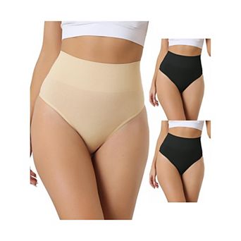 3 Packs Womens High-waisted Briefs Invisible Thong Stretchy Knickers Comfortable Underwear