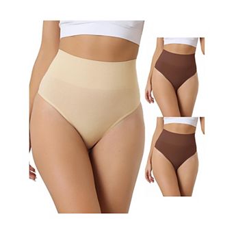 3 Packs Womens High-waisted Briefs Invisible Thong Stretchy Knickers Comfortable Underwear