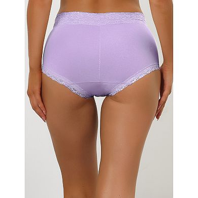 3 Packs Women's Cotton Underwear High-waisted Lace Trim Tummy Control Full Coverage Briefs