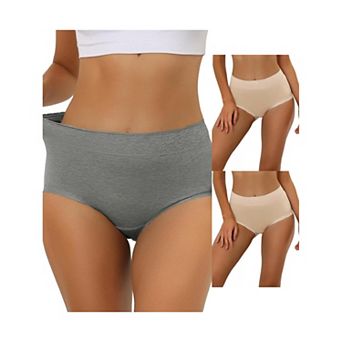 3 Packs Women's Cotton Underwear High-waisted Lace Trim Tummy Control Full Coverage Briefs