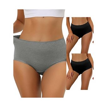 3 Packs Women's Cotton Underwear High-waisted Lace Trim Tummy Control Full Coverage Briefs