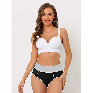 3 Packs Women's High Waist Tummy Control Color-block Brief, Available In Plus Size