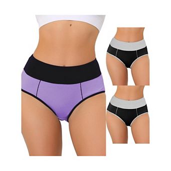 3 Packs Women's High Waist Tummy Control Color-block Brief, Available In Plus Size