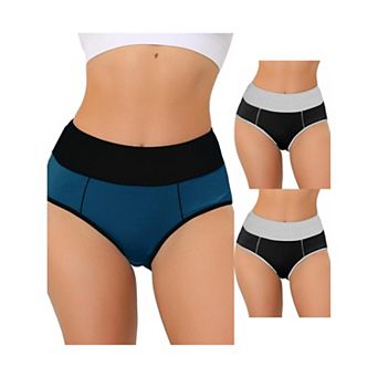 3 Packs Women's High Waist Tummy Control Color-block Brief, Available In Plus Size