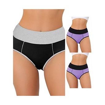 3 Packs Women's High Waist Tummy Control Color-block Brief, Available In Plus Size