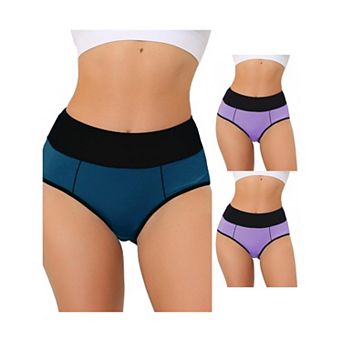 3 Packs Women's High Waist Tummy Control Color-block Brief, Available In Plus Size