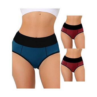 3 Packs Women's High Waist Tummy Control Color-block Brief, Available In Plus Size