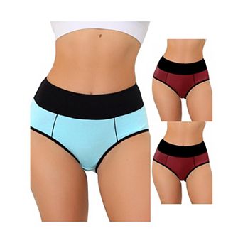 3 Packs Women's High Waist Tummy Control Color-block Brief, Available In Plus Size