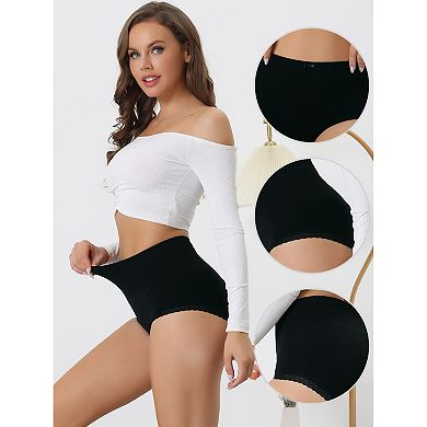 3 Packs Women's Soft High Waist Underwear Stretch Briefs Underpants Tummy Control Panties