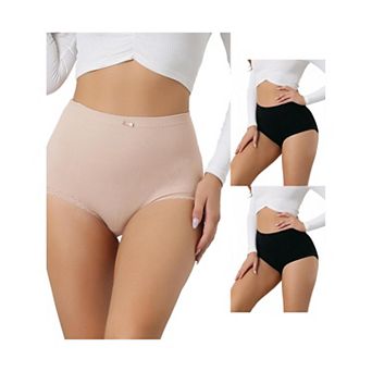 3 Packs Women's Soft High Waist Underwear Stretch Briefs Underpants Tummy Control Panties