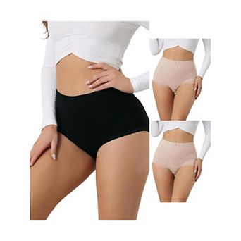 3 Packs Women's Soft High Waist Underwear Stretch Briefs Underpants Tummy Control Panties