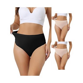 3 Packs Womens Hign Waist G-string Thongs, Tummy Control Stretch Panties, T-back Undepants