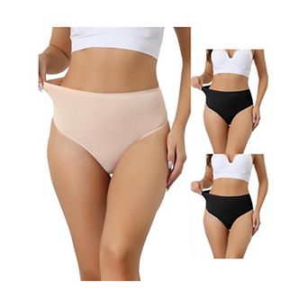 3 Packs Womens Hign Waist G-string Thongs, Tummy Control Stretch Panties, T-back Undepants