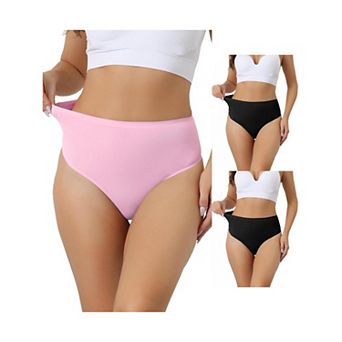 3 Packs Womens Hign Waist G-string Thongs, Tummy Control Stretch Panties, T-back Undepants