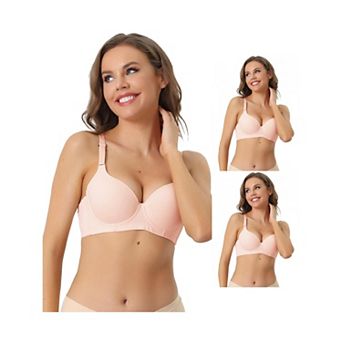 3 Packs Womens Underwire Lightly Bra Detachable Adjustable Straps Push Up 3/4 cup Bralette