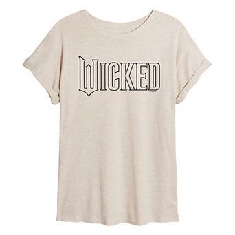 Juniors' Wicked Outline Logo Oversized Tee