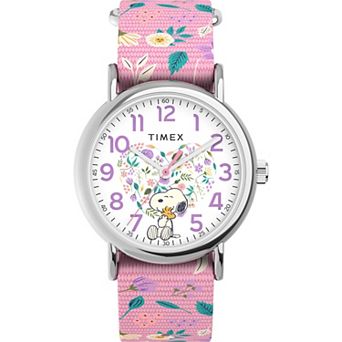 Timex Weekender® x Peanuts Snoopy & Woodstock Floral Fabric Strap Watch - TW2V77800JT