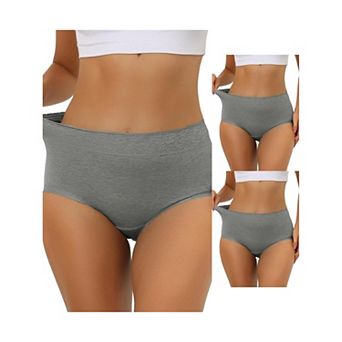 3 Packs Womens Cotton Underwear High-waisted Lace Trim Tummy Control Full Coverage Briefs