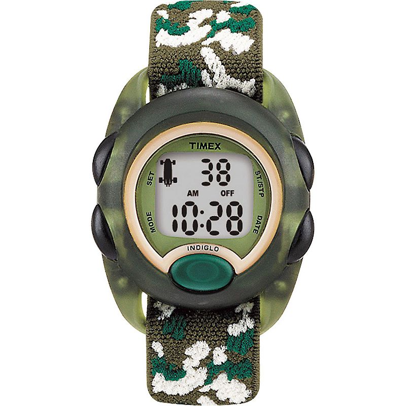Timex Time Machines® Kids Green Camo Elastic Fabric Strap Digital Watch - T71912XY, Boy's, Size: 34 mm