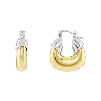 PRIMROSE 14k Gold Flash Plated & Fine Silver Plated Chunky Hoop Earrings