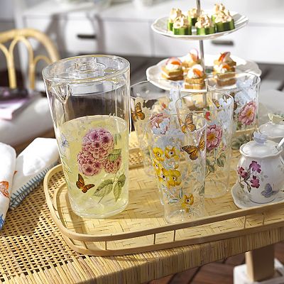 英国【Caithness】summer meadow ガラス　 花瓶　限定品 Lenox Butterfly Meadow Acrylic 4-Piece Highball Glass Set
