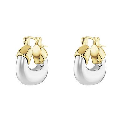 PRIMROSE Fine Silver Plated and 14k Gold Flash Plated Chunky Hoop Earrings