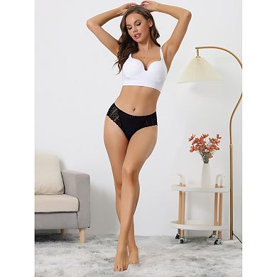3 Packs Womens Lace Panties Mid-waist Full Coverage Stretchy Briefs Thin Breathable Knickers