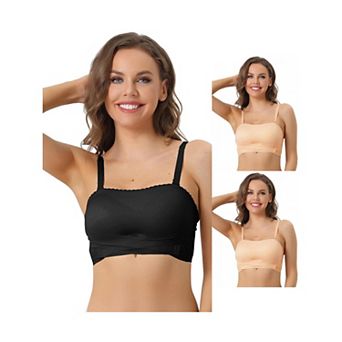3 Packs Women's Strapless Bras Wirefree Adjustable Straps Push-up Removable Pads Bralette