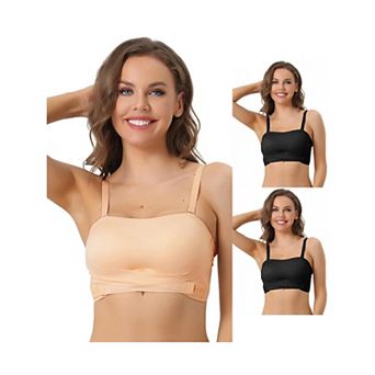 3 Packs Women's Strapless Bras Wirefree Adjustable Straps Push-up Removable Pads Bralette