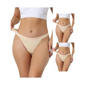 3 Packs Women's Breathable Underwear Leak Proof Stretch Thongs 4 Layers Medium Waist Panties
