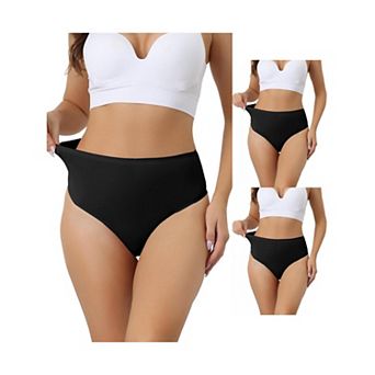 3 Packs Women's Hign Waist G-string Thongs, Tummy Control Stretch Panties, T-back Undepants