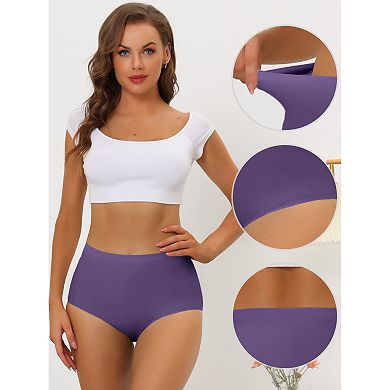 3 Packs Women's Elastic High-waisted Brief Breathable No Show Hipster Underwear Multi Packs