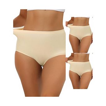 3 Packs Women's Elastic High-waisted Brief Breathable No Show Hipster Underwear Multi Packs