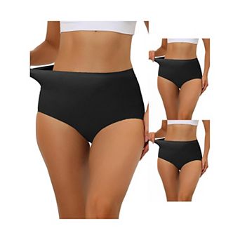 3 Packs Women's Elastic High-waisted Brief Breathable No Show Hipster Underwear Multi Packs