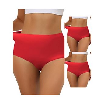 3 Packs Women's Elastic High-waisted Brief Breathable No Show Hipster Underwear Multi Packs