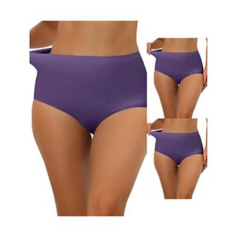 3 Packs Women's Elastic High-waisted Brief Breathable No Show Hipster Underwear Multi Packs