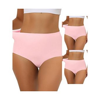 3 Packs Women's Elastic High-waisted Brief Breathable No Show Hipster Underwear Multi Packs