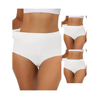 3 Packs Women's Elastic High-waisted Brief Breathable No Show Hipster Underwear Multi Packs