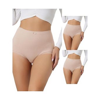 3 Packs Womens Soft High Waist Underwear Stretch Briefs Underpants Tummy Control Panties