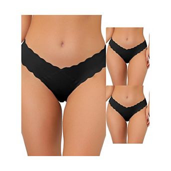 3 Packs Women's No-show Hipster Unlined Cheeky Underwear V-shape Waist Stretch Bikini Multi Packs