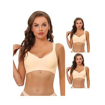 3 Packs Women's Wireless No Show Smooth Comfort Adjustable Straps Minimizers Bras