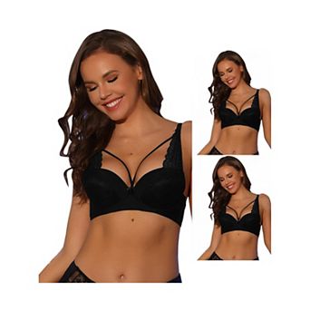 3 Packs Womens Lace Trim Underwire Bras Lightly Adjustable Straps Push-up Bralette